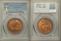 Victoria Penny 1895 MS65+ Red and Brown PCGS, KM790, S-3961, P 1mm from trident. Mature draped bust left / Britannia seated right. From A Special Sele...