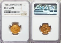 Edward VII gold Matte Proof 1/2 Sovereign 1902 PR60 NGC, KM804, S-3974A, Friedberg 401a. Head right / St. George slaying the dragon. From A Special Se...