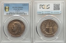 George V 1/2 Crown 1928 MS64 PCGS, KM835, S-4037, ECS-777. Edge: Reeded. Head left / Quartered shield flanked by crowned monograms. From A Special Sel...