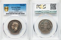 George VI Proof Florin 1937 PR66 PCGS, KM855, S-4081. Head left / Crowned Tudor rose, thistle, letter 'G', and shamrock, letter 'R' flanking. From A S...