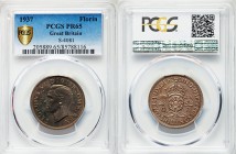 George VI Proof Florin 1937 PR65 PCGS, KM855, S-4081. Head left / Crowned Tudor rose, thistle, letter 'G', and shamrock, letter 'R' flanking. From A S...