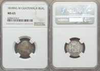 Ferdinand VII Real 1818 NG-M MS65 NGC, Nueva Guatemala mint, KM66. Laureate draped bust, right / Crown above quartered arms with pillars flanking. Sup...