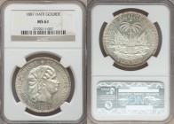 Republic Gourde 1887-(a) MS61 NGC, Paris mint, KM46. Hear right wearing bonnet / National arms. Full frosty luster. From A Special Selection of World ...