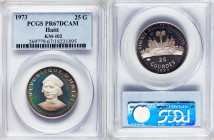 Republic Proof 25 Gourdes 1973 PR67 Deep Cameo PCGS, KM102. Christopher Columbus bust 3/4 facing left / National arms. From A Special Selection of Wor...