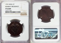 British India. Bombay Presidency Proof 2 Pice 1791 PR64 Brown NGC, KM196. U.E.I. Co Bale mark / Scales, Persian-Adil (just). From A Special Selection ...