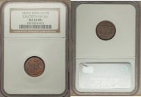 British India. Bombay Presidency Pie 1833 MS63 Brown NGC, KM261. East India Company arms with supporters / Scales, large PIE in 1.2mm letters, tall Pe...