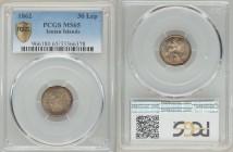 British Administration 30 Lepta 1862 MS65 PCGS, KM35. Value within wreath / Seated Britannia, right. From A Special Selection of World Coins

HID09801...