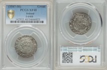 Henry VIII Groat ND (1547-1550) XF40 PCGS, S-6488. Bearded, crowned bust three-quarters right / Shield over long cross fourchée. From A Special Select...