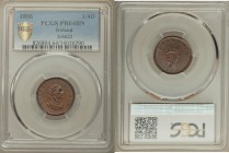 George III Proof Farthing 1806 PR64 Brown PCGS, KM146.1, S-6622. Edge: Plain. Laureate bust right / Crowned harp, above date. From A Special Selection...