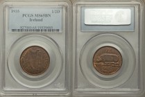 Free State 1/2 Penny 1935 MS65 Brown PCGS, KM2. Irish harp divides date / Sow with piglets below value. From A Special Selection of World Coins

HID09...