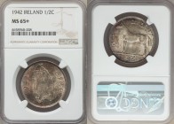 Republic 1/2 Crown 1942 MS65+ NGC, KM16. Irish harp / Bull and value. From A Special Selection of World Coins

HID09801242017