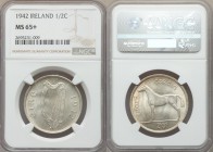 Republic 1/2 Crown 1942 MS65+ NGC, KM16. Edge: Reeded. Irish harp / Horse and value. From A Special Selection of World Coins

HID09801242017