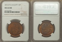 Abdul Aziz 10 Para AH 1277 Year 4 (1863/4) MS64 Red and Brown NGC, KM241. Without flower at right of toughra / Legend. From A Special Selection of Wor...