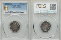 Florence. Republic Fiorino ND (1182-52) AU53 PCGS, MIR-37, Biaggi-783. Haloed St. John the Baptist, half-length and facing; holding a scepter in his l...