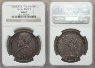 Papal States. Gregory XVI Scudo Anno I (1831)-R MS62 NGC, Rome mint, KM1315.1, Dav-191, Pagani-198. Bust left, legend dates as AN I / Standing figures...