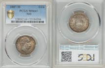 Umberto I Lira 1887-M MS64+ PCGS, Milan mint, KM24.2, Pagani-604. Head right / Crowned shield within wreath divides value, star above. From A Special ...