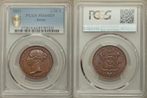 British Dependency. Victoria 1/26 Shilling 1851 MS64 Brown PCGS, KM2. Head left, date below / STATES OF JERSEY, above ornate shield and denomination. ...