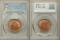 British Dependency. Victoria 1/24 Shilling 1894 MS64 Red PCGS, KM7. Crowned bust left / STATES OF JERSEY, inscription and denomination around pointed ...