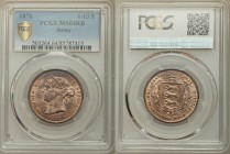 British Dependency. Victoria 1/13 Shilling 1870 MS64 Red and Brown PCGS, KM5. Crowned bust left / STATES OF JERSEY, inscription and denomination aroun...