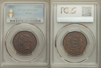 British Dependency. Victoria 1/13 Shilling 1871 MS62 Brown PCGS, KM5. Crowned head left, date below / STATES OF JERSEY and denomination around ornate ...