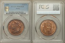 British Dependency. Victoria 1/12 Shilling 1888 MS64 Red and Brown PCGS, KM8. Crowned head left, date below / STATES OF JERSEY, inscription and denomi...