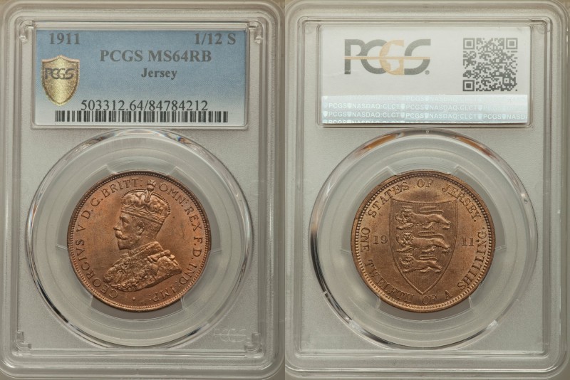 British Dependency. George V 1/12 Shilling 1911 MS64 Red and Brown PCGS, KM12. C...