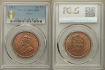 British Dependency. George V 1/12 Shilling 1911 MS64 Red and Brown PCGS, KM12. Crowned head left, date below / STATES OF JERSEY, inscription and denom...