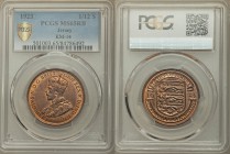 British Dependency. George V 1/12 Shilling 1923 MS65 Red and Brown PCGS, KM14. Crowned bust left / STATES OF JERSEY, inscription and denomination arou...