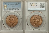 British Dependency. George VI 1/12 Shilling 1947 MS65 Red and Brown PCGS, KM18. Crowned bust left / STATES OF JERSEY, inscription and denomination aro...