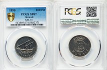 Jabir Ibn Ahmad Specimen 100 Fils AH 1410 (1990) SP67 PCGS, KM14. Edge: Reeded. Value within circle / Dhow, dates below. From A Special Selection of W...