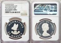 Elizabeth II Proof "Blue Swallowtail" 25 Rupees 1975 PR67 Ultra Cameo NGC, KM40a. Young bust, right / Blue swallowtail butterfly on flowers. From A Sp...