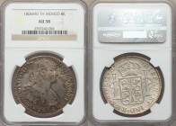 Charles IV 8 Reales 1806 Mo-TH AU58 NGC, Mexico City mint, KM109. Armored bust of Charles IIII, right / Crowned shield flanked by pillars with banner....