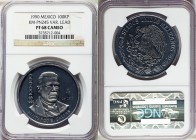 Estados Unidos lead Proof Pattern 100000 Pesos 1990 PR68 Cameo NGC, Mexico city mint, KM-Pn245var (in lead rather than bronze). Half-length bust right...
