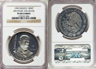 Estados Unidos silver Proof 100000 Pesos 1990-Mo PR68 Cameo NGC, Mexico City mint, KM-Pn245var (in silver rather than bronze). Half-length bust right ...