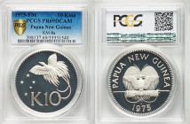 Republic Proof 10 Kina 1975 PR69 Deep Cameo PCGS, Franklin mint, KM8a. National emblem / Raggiana Bird of Paradise. From A Special Selection of World ...