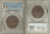 Sierra Leone Company Proof Cent 1791 PR64 Brown PCGS, KM1. Lion, Africa. below / Clasped hands, flanked by value, date below, written value as legend....