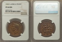 George VI Proof Penny 1943 PR64 Brown NGC, KM25. Head left, by T.H. Paget / Sailing ship, by G.T. Kruger-Gray. From A Special Selection of World Coins...