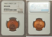 Elizabeth II 1/2 Penny 1960 MS66 Red and Brown NGC, KM45. Laureate head right / Sailing ship. From A Special Selection of World Coins

HID09801242017