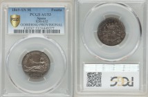Provisional Government Peseta 1869 SN-M AU53 PCGS, KM652. Seated Liberty, date below / Crowned arms, pillars, value below. From A Special Selection of...