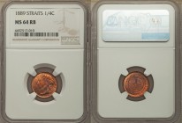 British Colony. Victoria 1/4 Cent 1889 MS64 Red and Brown NGC, KM14. Crowned head left / STRAITS SETTLEMENTS. Value within beaded circle. From A Speci...