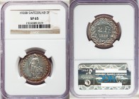 Confederation Specimen Pattern 2 Francs 1928-B SP65 NGC, Bern mint, KM21. Standing Helvetia with lance and shield within star border / Value, date wit...