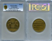Aargau. Canton Matte Specimen Shooting Medal 1924 SP64 PCGS, Richter-45c. 50mm. Two shooters shake hands with Swiss cross between them / 5 line legend...
