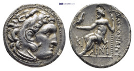 MACEDONIAN KINGDOM. Alexander III the Great (336-323 BC). AR drachm (17mm, 4.1 g).Posthumous issue of Lampsacus, ca. 310-301 BC. Head of Heracles righ...