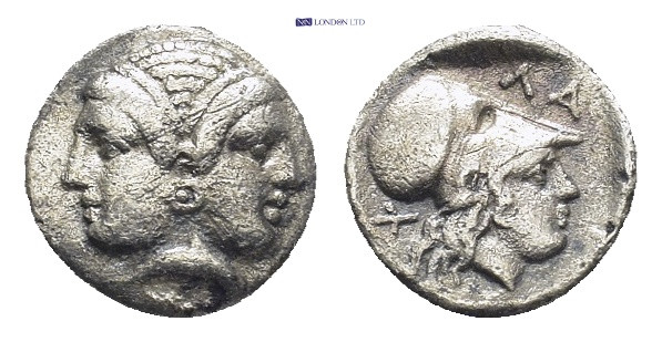 MYSIA, Lampsakos. (Circa 4th-3rd centuries BC.) AR Diobol (11mm 1.2 g) Female ja...