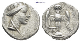 PONTOS, AMISOS. Silver drachm, (16mm, 3.9 g) circa 3rd-2nd Century BC. Obv: turreted and draped bust of Hera to right. Rev: owl standing facing with s...