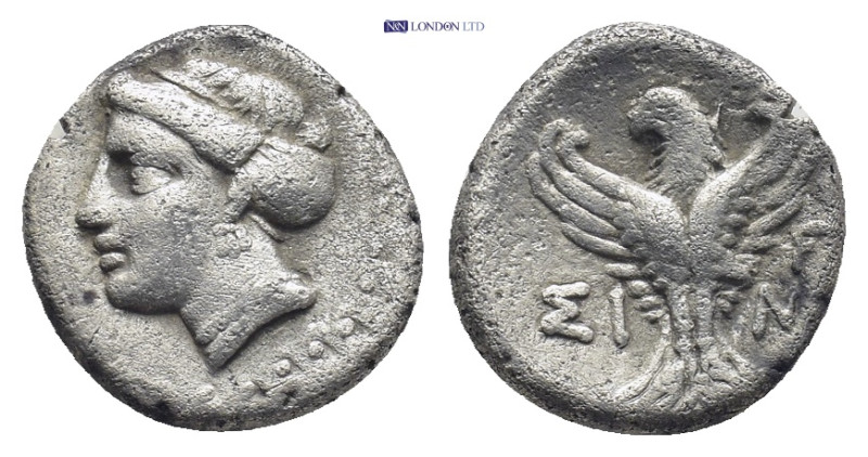 Paphlagonia, Sinope. Late 4th-3rd cent. BC. AR 1/2 drachm. (14mm, 2.86 g) Turret...