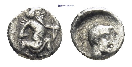 CILICIA, Uncertain. 351-338 BC. AR Tetartemorion (5mm, 0.17 g). Persian king in ...