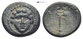 PAMPHYLIA. Aspendos. 2nd-1st century BC. AE (14mm, 2.3 g). Facing gorgoneion. Rev. Kerykeion.