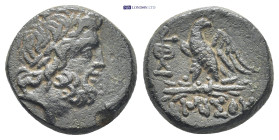 Pontos. Amisos. AE (20mm, 8.7 g). 105-90 o 90-85 a.C. Time of Mithradates VI Eupator. Anv.: Laureate head of Zeus right. Rev.: AMIΣΟΥ below eagle with...