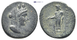 LYDIA. Sardes. Ae (23mm, 10.1 g) (Circa 133 BC-14 AD). Veiled, turreted and draped bust of Tyche right. Rev: Zeus standing left, holding sceptre and e...